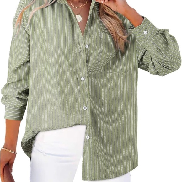 Tops - Green Striped Women's Top